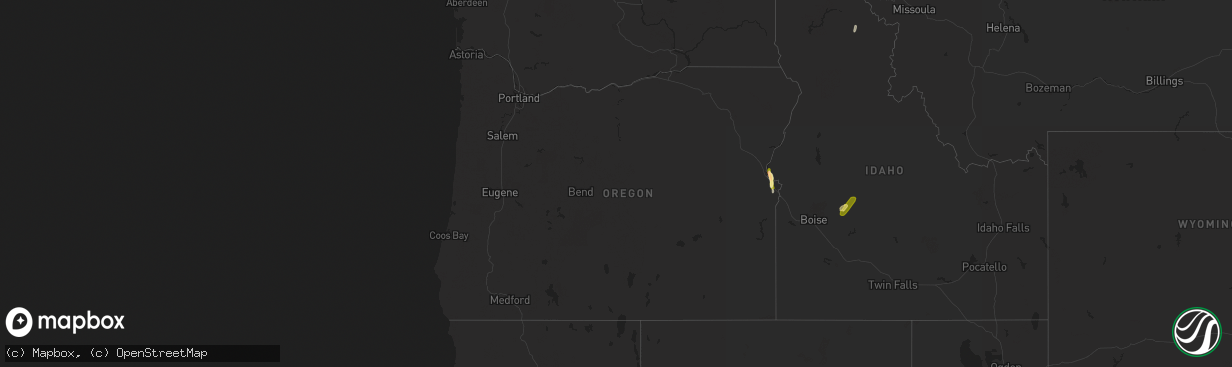 Hail map in Oregon on August 22, 2023