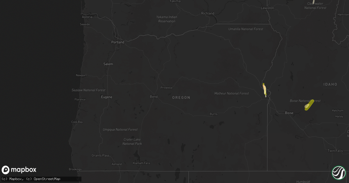 Hail map in Oregon on August 22, 2023