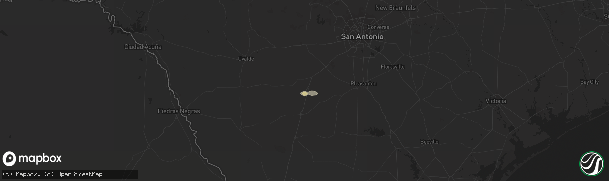 Hail map in Pearsall, TX on August 22, 2023