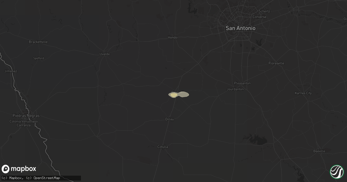 Hail map in Pearsall, TX on August 22, 2023