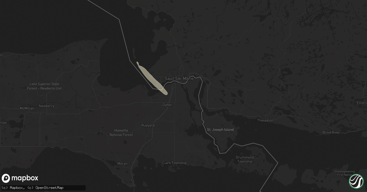 Hail map in Sault Sainte Marie, MI on August 22, 2023