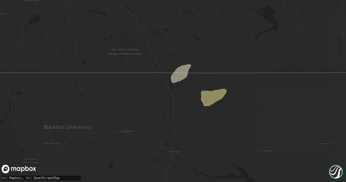 Hail map in Sunburst, MT on August 22, 2023