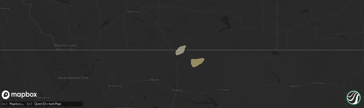 Hail map in Sweet Grass, MT on August 22, 2023