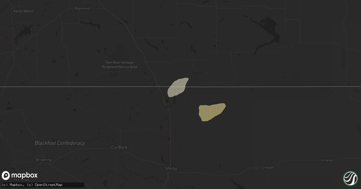 Hail map in Sweet Grass, MT on August 22, 2023