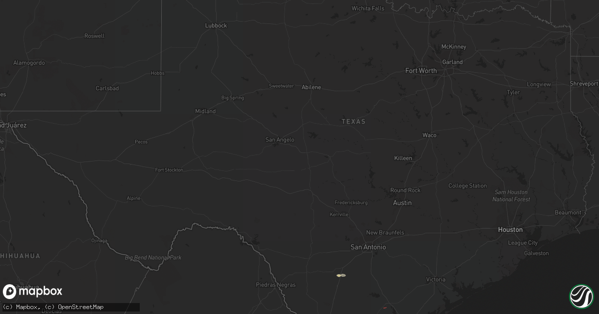 Hail map in Texas on August 22, 2023
