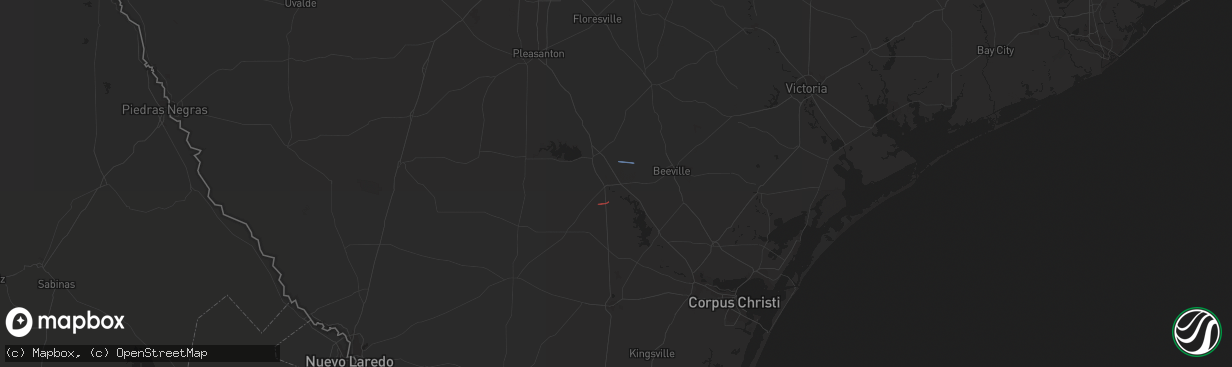 Hail map in Three Rivers, TX on August 22, 2023