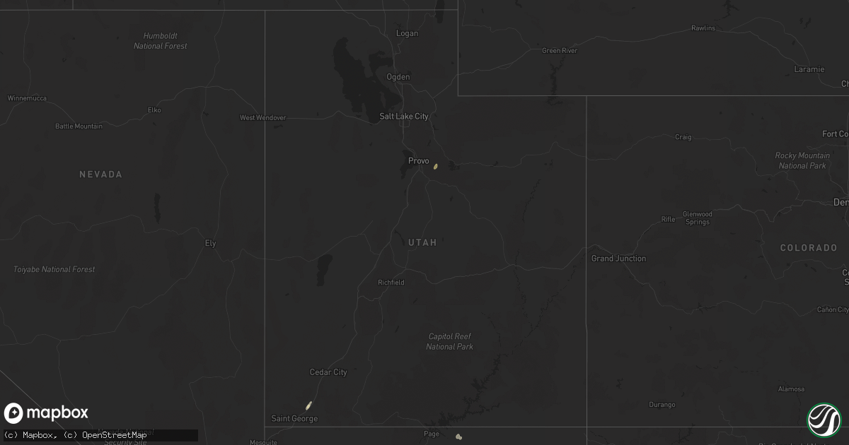 Hail map in Utah on August 22, 2023