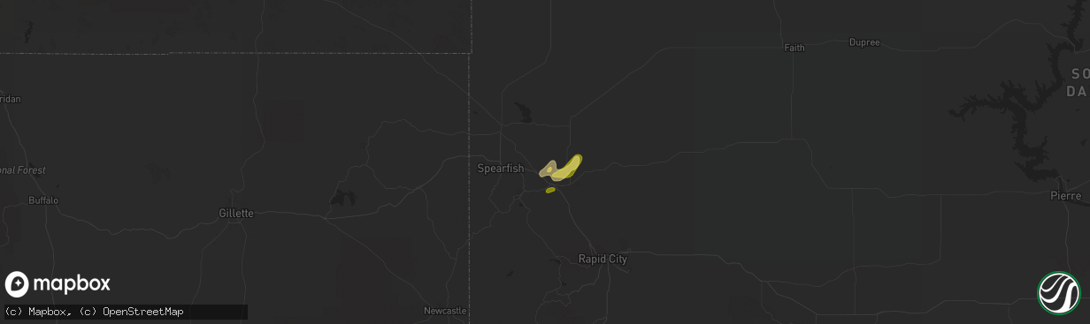 Hail map in Whitewood, SD on August 22, 2023