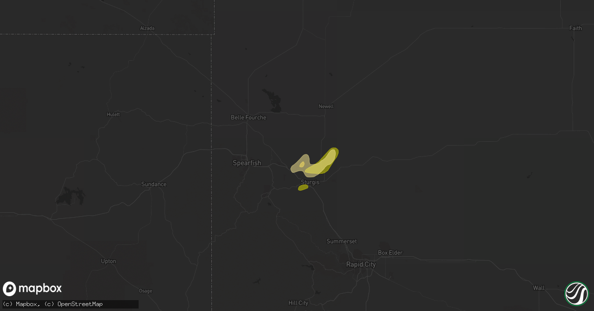 Hail map in Whitewood, SD on August 22, 2023