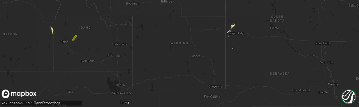 Hail map in Wyoming on August 22, 2023