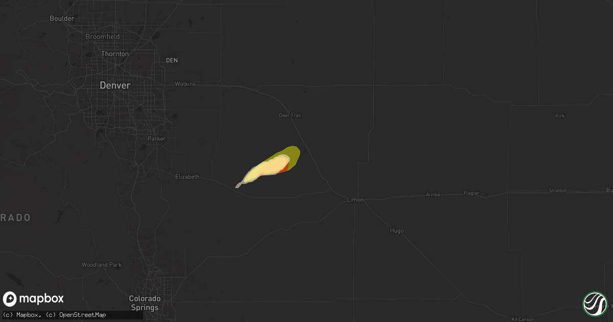 Hail map in Agate, CO on August 22, 2024