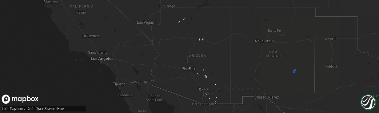 Hail map in Arizona on August 22, 2024