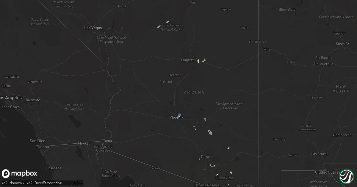 Hail map in Arizona on August 22, 2024