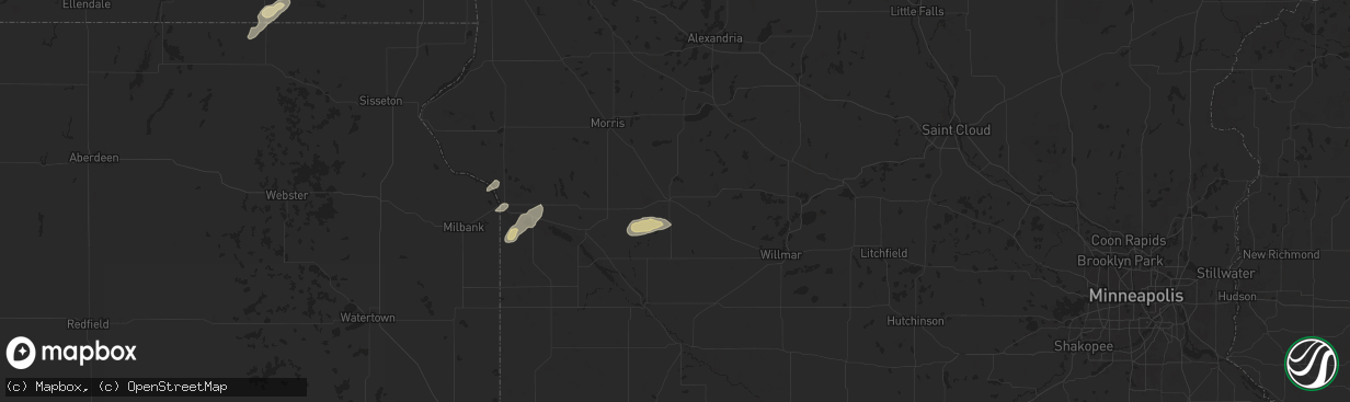 Hail map in Benson, MN on August 22, 2024