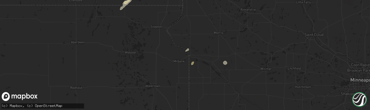 Hail map in Big Stone City, SD on August 22, 2024