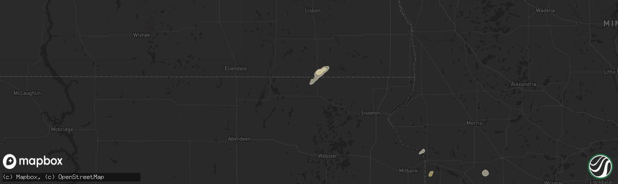 Hail map in Britton, SD on August 22, 2024