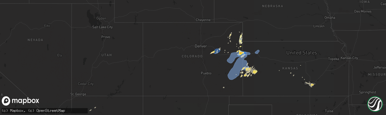 Hail map in Colorado on August 22, 2024