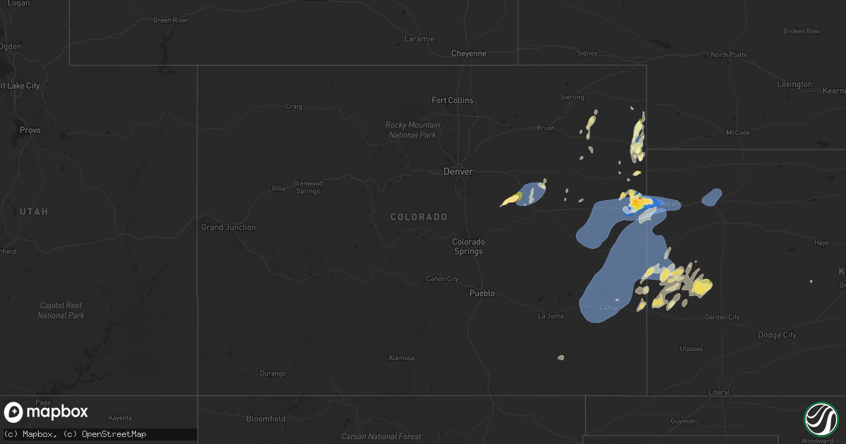 Hail map in Colorado on August 22, 2024