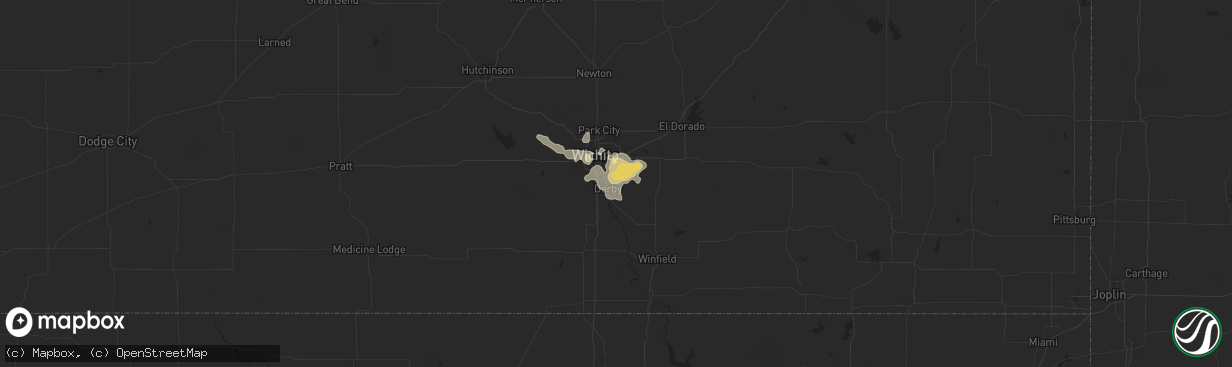 Hail map in Derby, KS on August 22, 2024