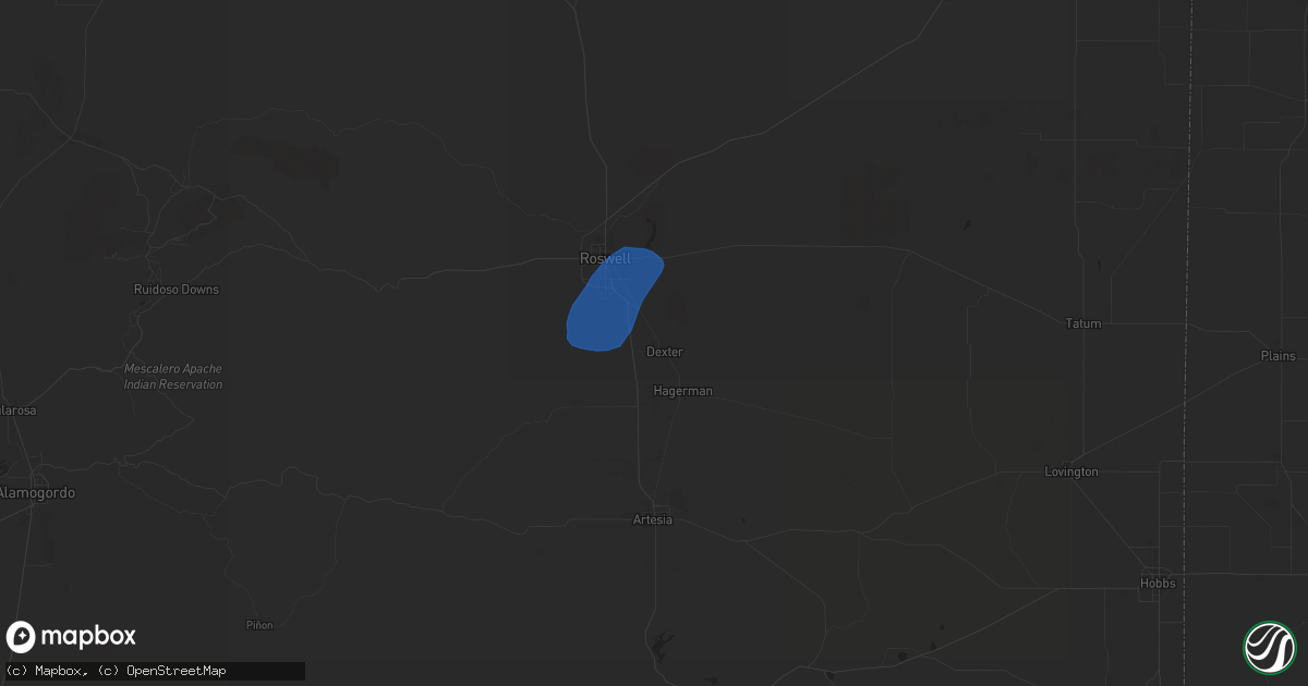 Hail map in Dexter, NM on August 22, 2024