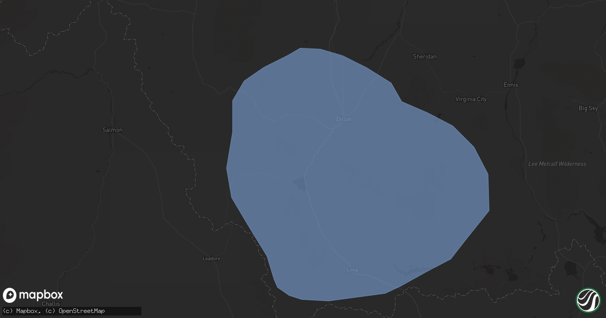 Hail map in Dillon, MT on August 22, 2024