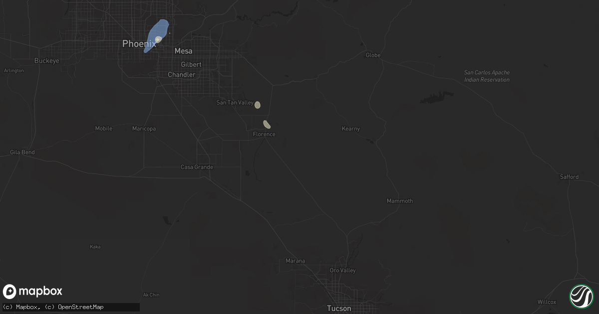Hail map in Florence, AZ on August 22, 2024