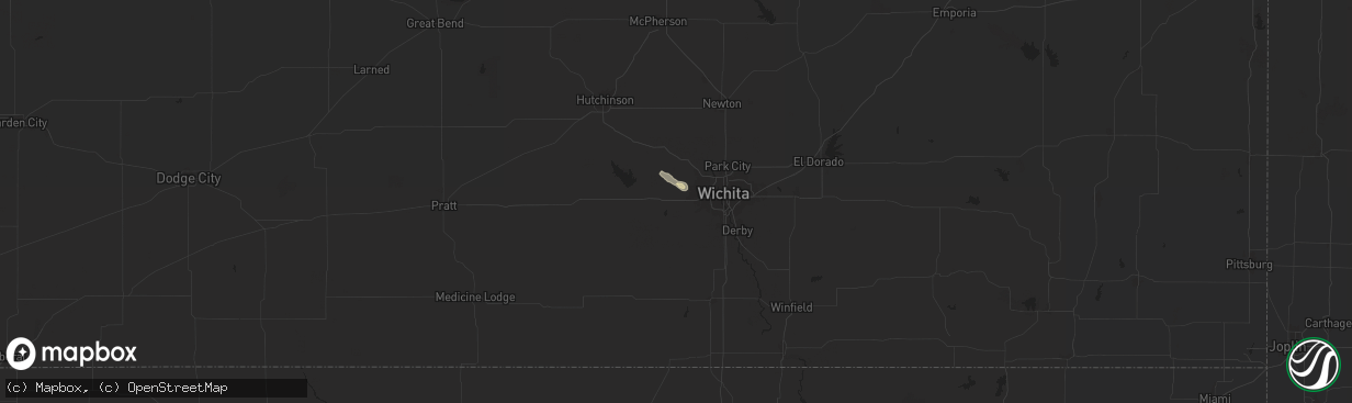 Hail map in Goddard, KS on August 22, 2024