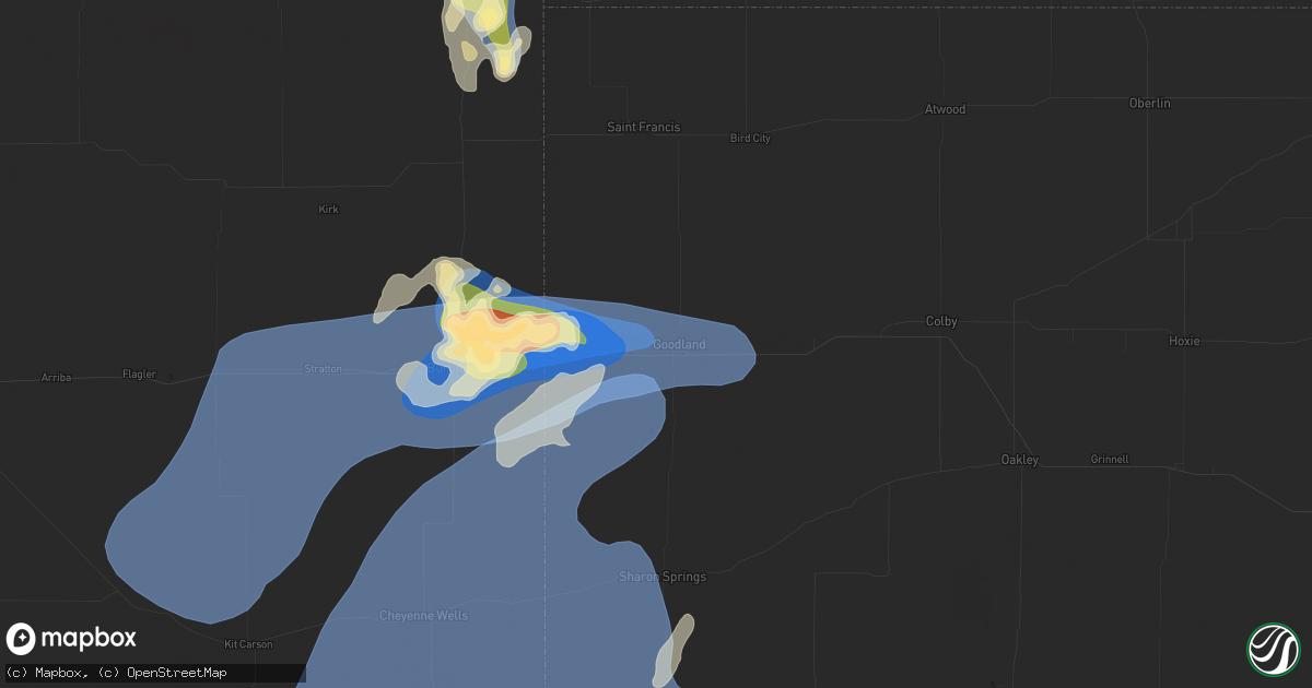 Hail map in Goodland, KS on August 22, 2024