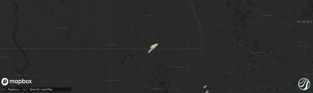 Hail map in Havana, ND on August 22, 2024