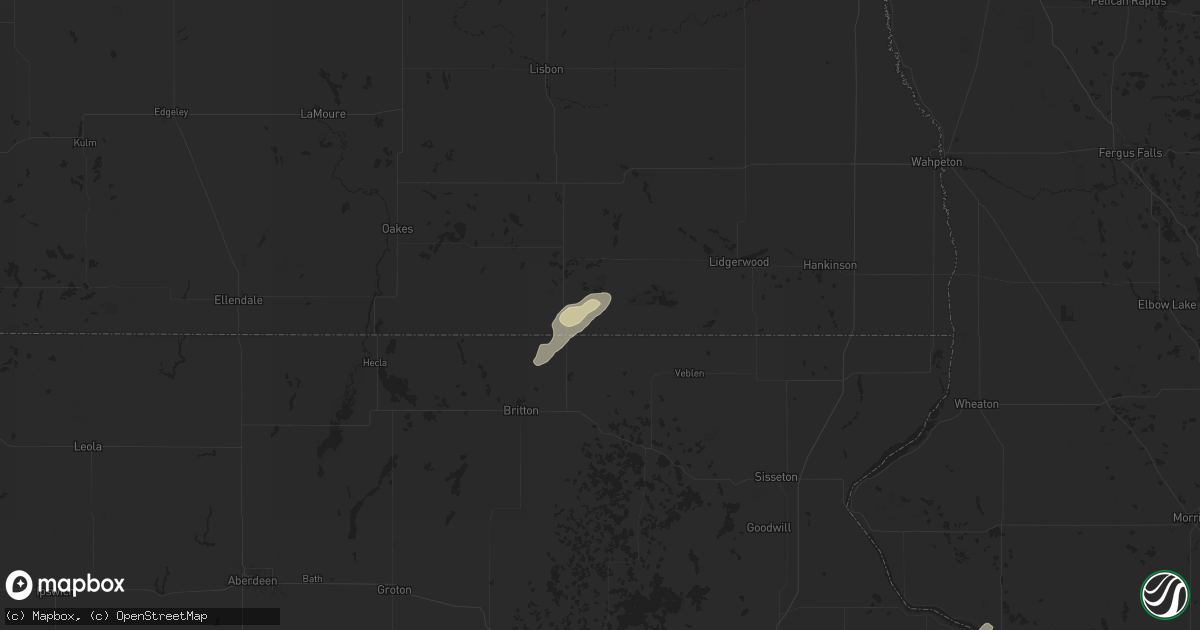Hail map in Havana, ND on August 22, 2024