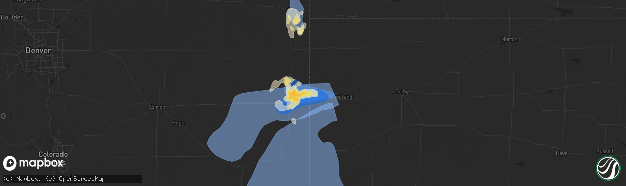 Hail map in Kanorado, KS on August 22, 2024