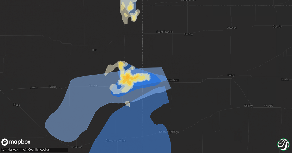 Hail map in Kanorado, KS on August 22, 2024
