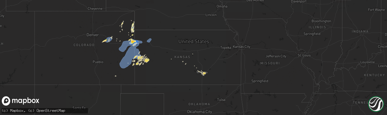 Hail map in Kansas on August 22, 2024