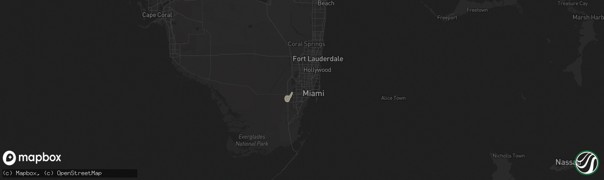 Hail map in Miami, FL on August 22, 2024