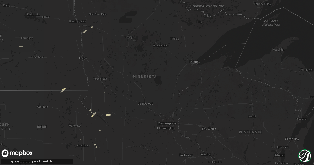 Hail map in Minnesota on August 22, 2024