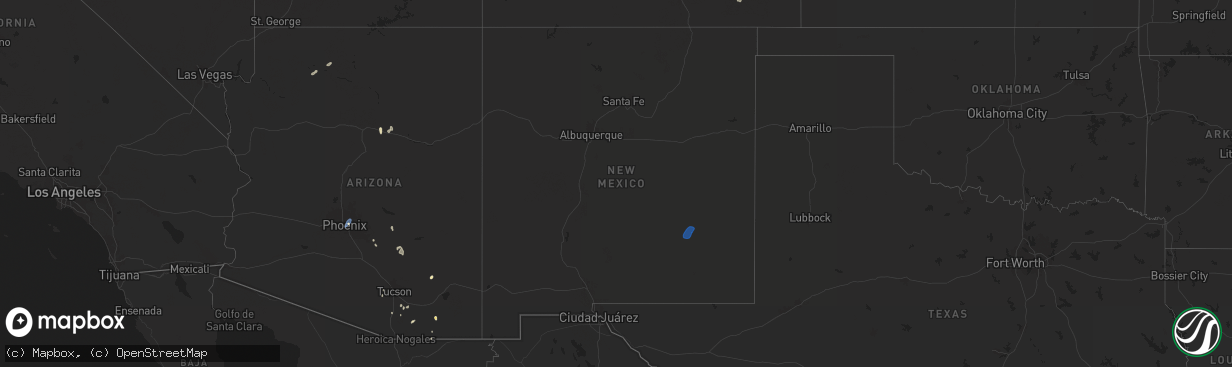 Hail map in New Mexico on August 22, 2024