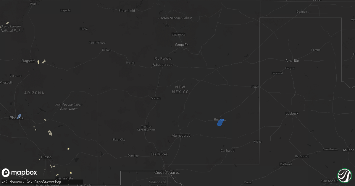 Hail map in New Mexico on August 22, 2024