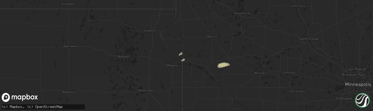 Hail map in Ortonville, MN on August 22, 2024