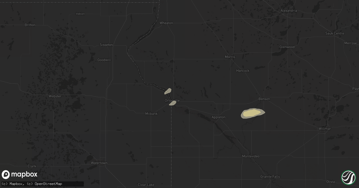 Hail map in Ortonville, MN on August 22, 2024