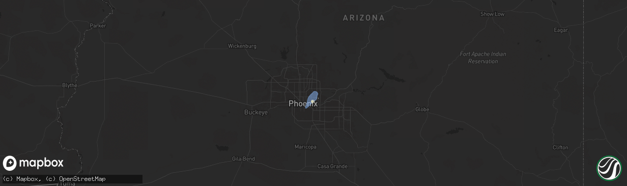 Hail map in Paradise Valley, AZ on August 22, 2024