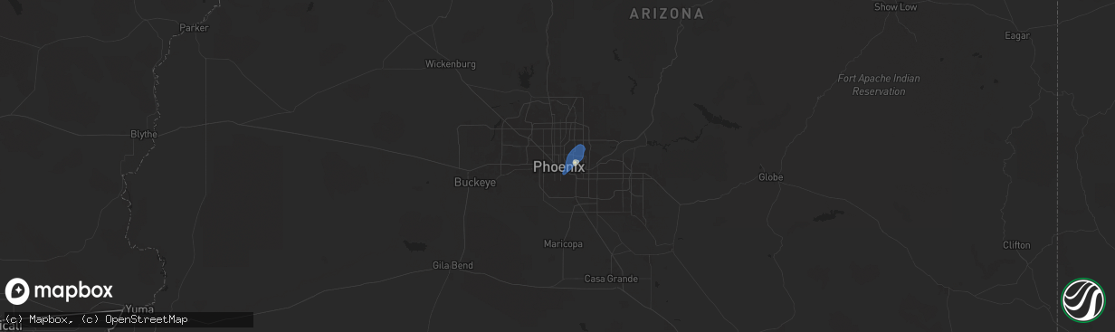 Hail map in Phoenix, AZ on August 22, 2024