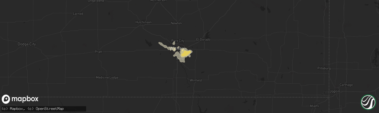 Hail map in Rose Hill, KS on August 22, 2024