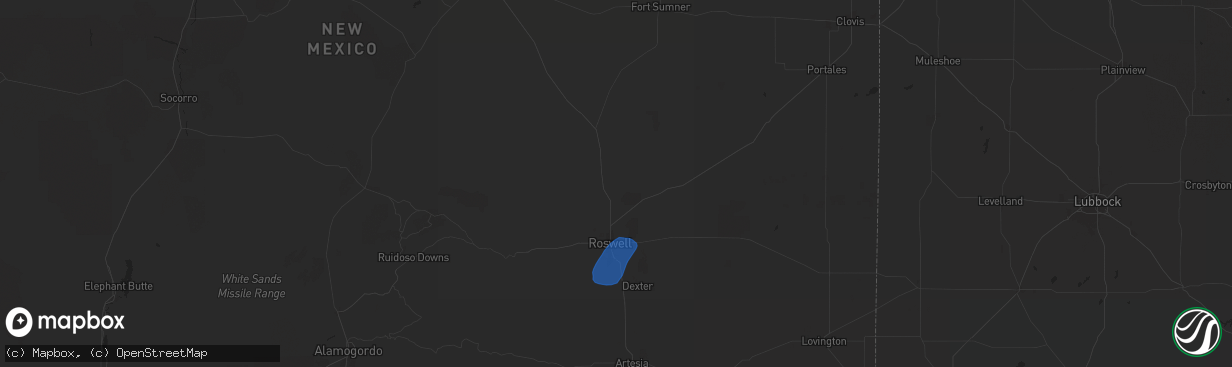 Hail map in Roswell, NM on August 22, 2024