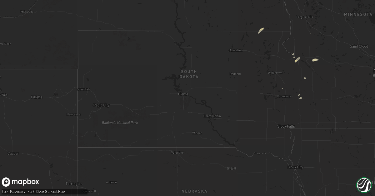 Hail map in South Dakota on August 22, 2024