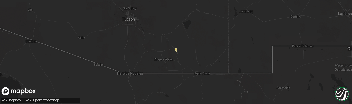 Hail map in Tombstone, AZ on August 22, 2024