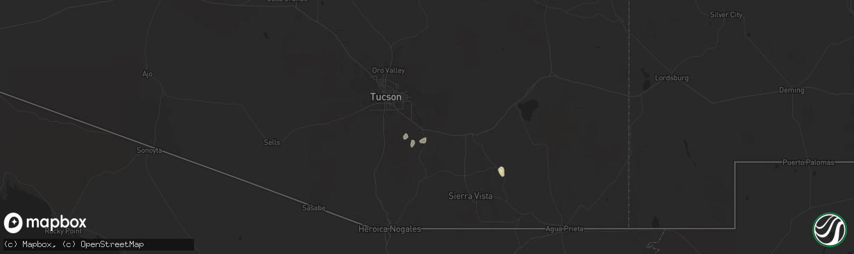 Hail map in Vail, AZ on August 22, 2024