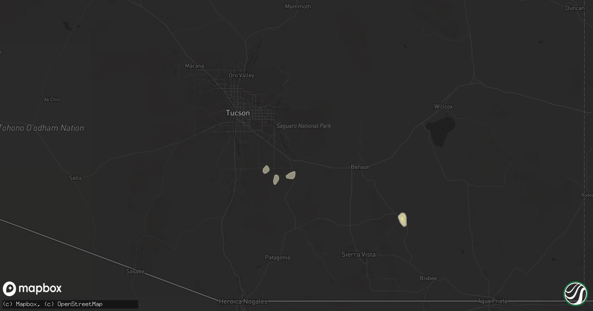 Hail map in Vail, AZ on August 22, 2024