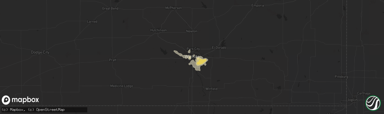 Hail map in Wichita, KS on August 22, 2024