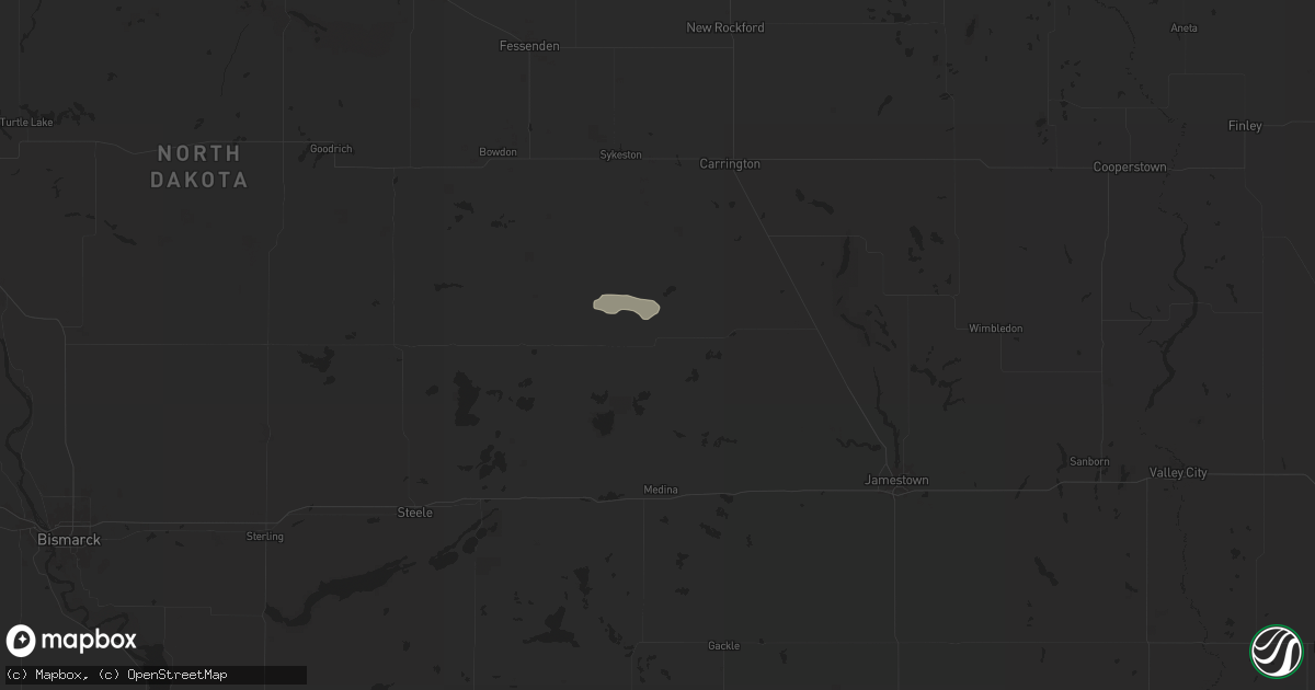 Hail map in Woodworth, ND on August 22, 2024