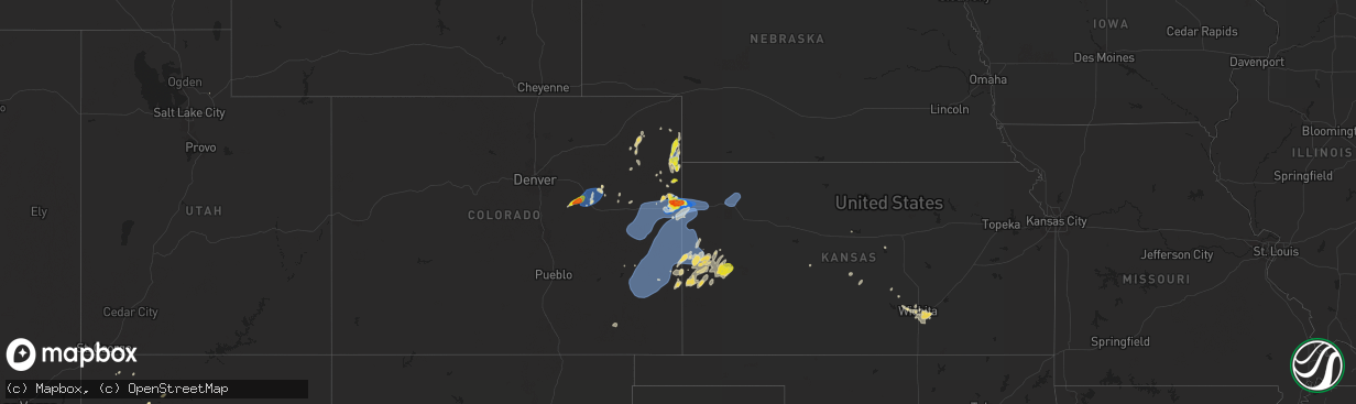 Hail map on August 22, 2024